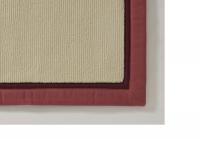 Jacaranda  Sanskrit Ivory rug double bordered in Cotton Pink & Red P2