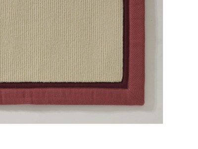Jacaranda  Sanskrit Ivory rug double bordered in Cotton Pink & Red P2